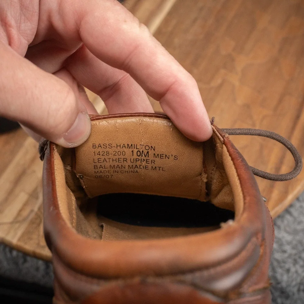 Bass Hamilton Low Boots 1428-200 Men's 10, Leather‎ Upper Oil Resistant Brown
